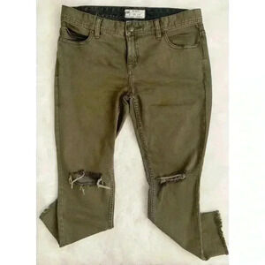 Free People Distressed Stone Wash Raw Hem Denim Jeans Pants